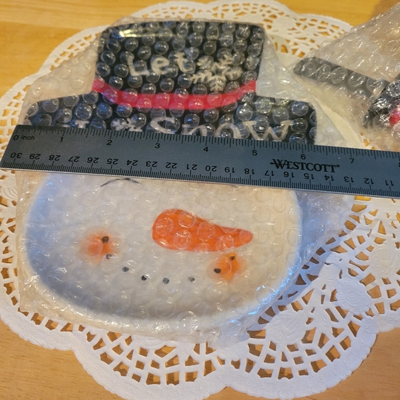 Pfaltzgraff Collectibles Let it Snow Snowman Tidbit Tray & Spreader NIB - Picture 4 of 9